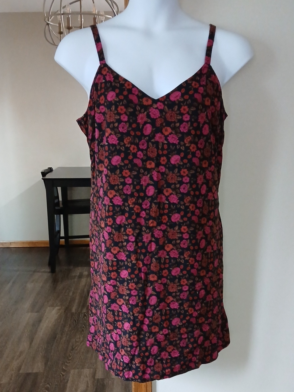 Floral Slip Dress – Red & Brown